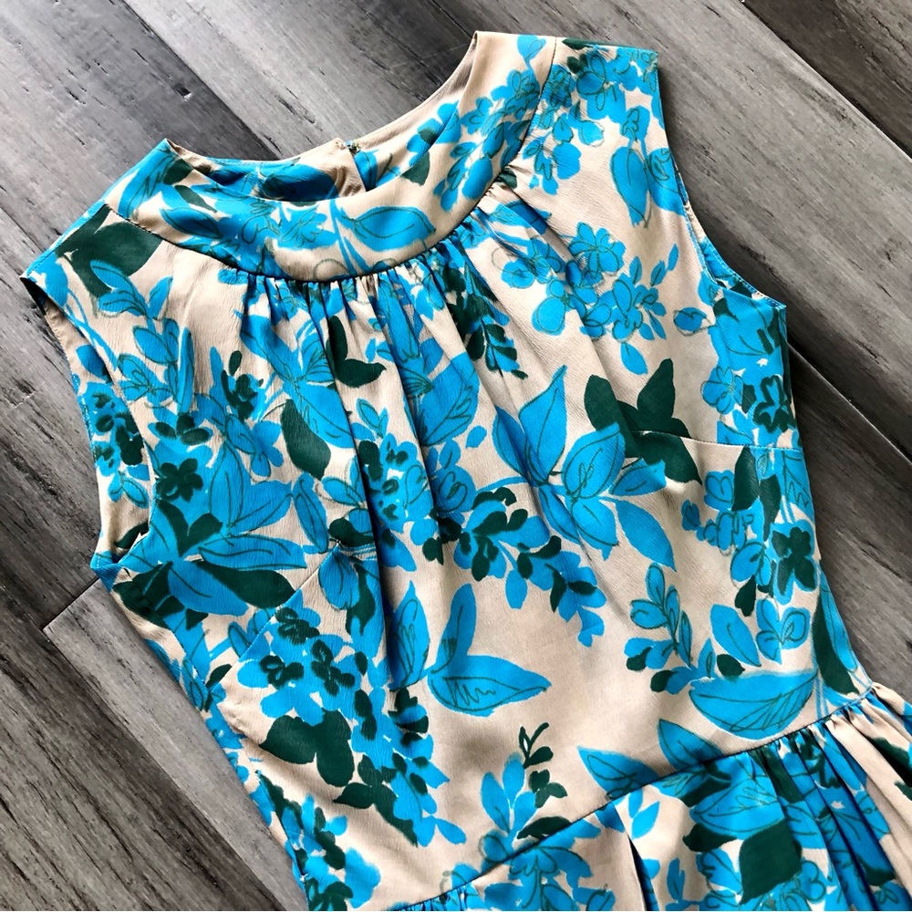 Vintage 1950's-60's Stacey Ames Pleated Neck Sleeveless Floral Sun Dress - Picture 10 of 16